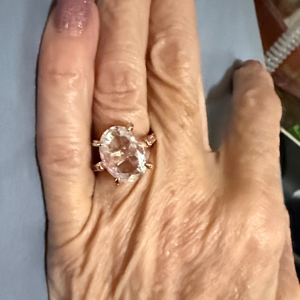 Rose Gold Ring with Large CZ CENTER STONE - Women's Jewelry